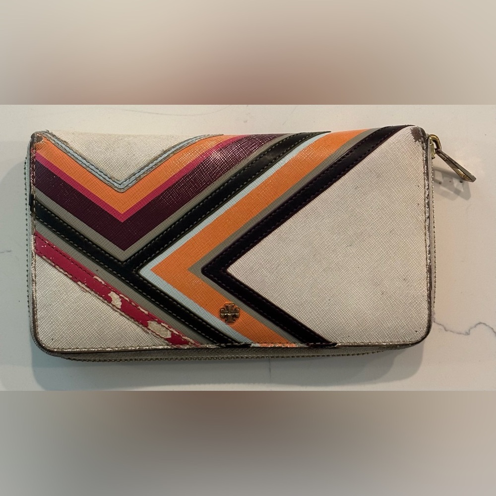 Tory Burch • Robinson Multi-Stripe Zip Continental Wallet w/ Tag • As Is